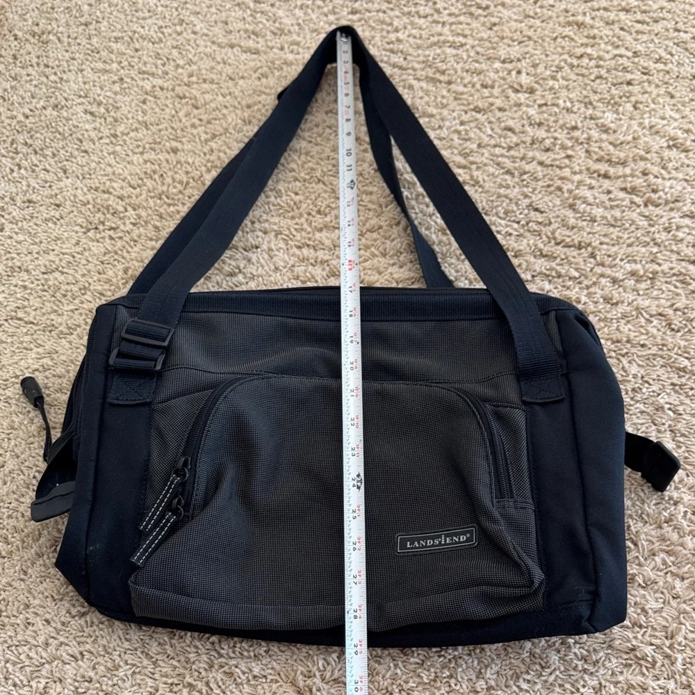 Vintage Lands End Charcoal Black Diaper Bag Wide-mouth Medium Duffle